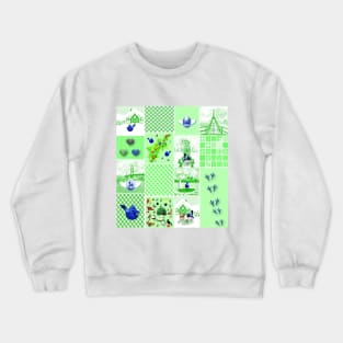 Bird Lovers Patchwork Pattern Crewneck Sweatshirt